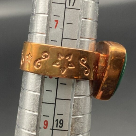 Signed Jay King DTR Copper Ring Size 7.75 Triangular Natural Malachite Cabochon - Picture 11 of 12